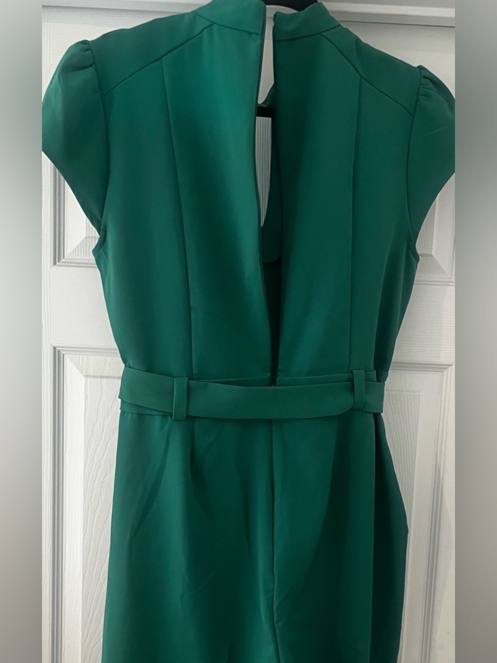 New York & Company Green Keyhole Tie-Waist Jumpsuit - Picture 6 of 7